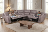 Branson Zero Slate 6-Piece Dual Power Reclining Modular Sectional with Storage Console - Ornate Home