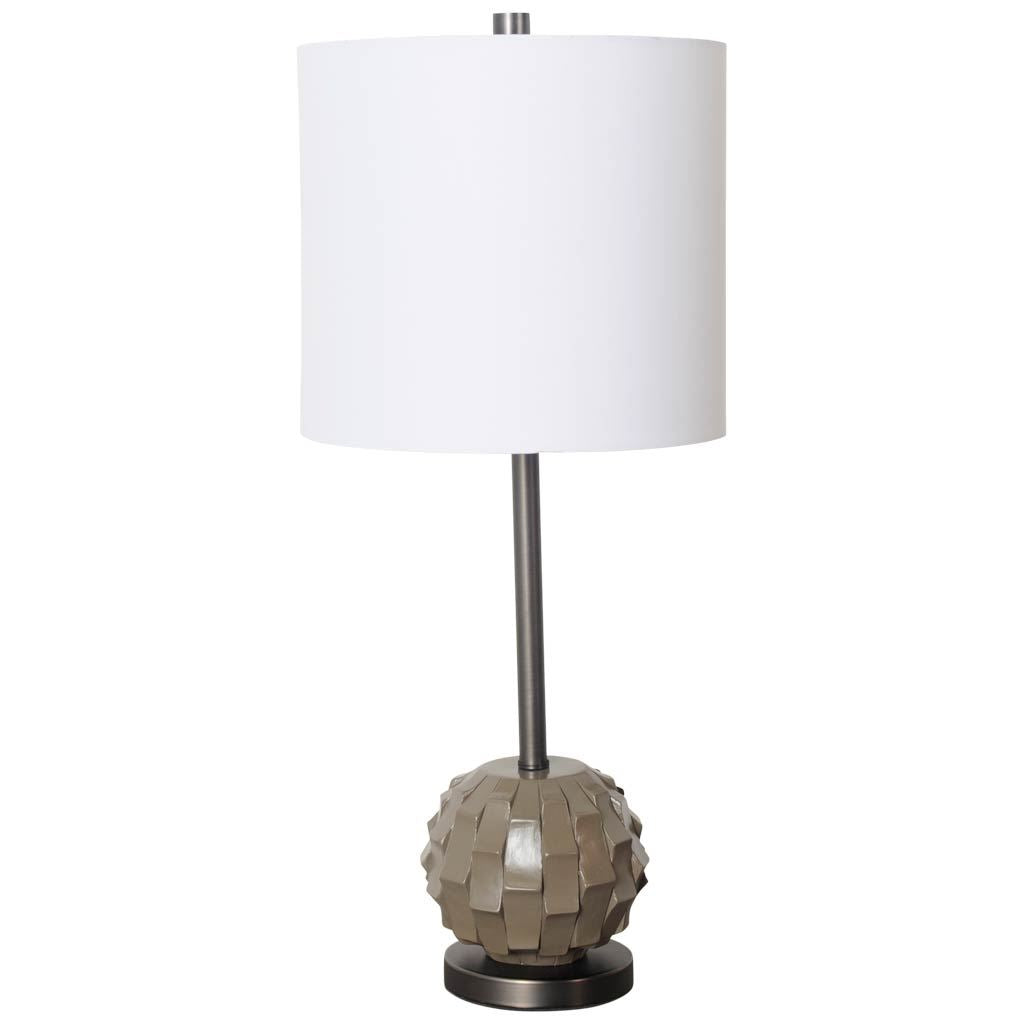 Brant Brown/White 25" Resin Base Shade Table Lamp - Ornate Home