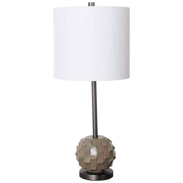 Brant Brown/White 25" Resin Base Shade Table Lamp - Ornate Home