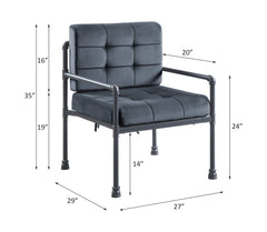 Brantley Chair Gray Velvet & Sandy Gray w/ Ottoman - Ornate Home