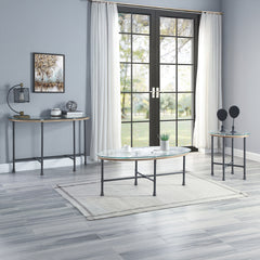 Brantley Clear Glass/Sandy Gray End Table - Ornate Home