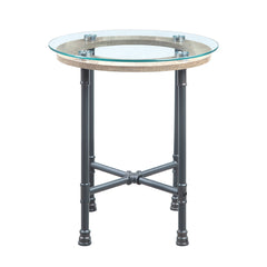 Brantley Clear Glass/Sandy Gray End Table - Ornate Home