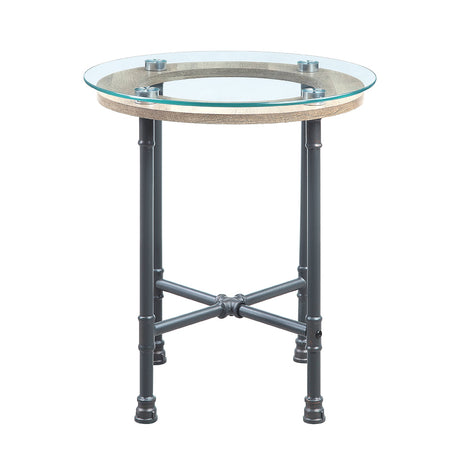Brantley Clear Glass/Sandy Gray End Table - Ornate Home