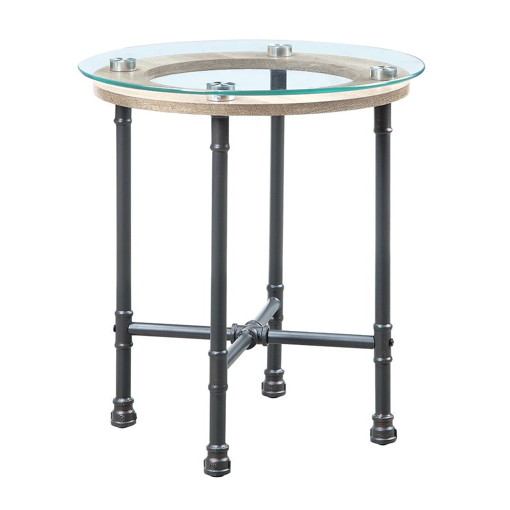 Brantley Clear Glass/Sandy Gray End Table - Ornate Home