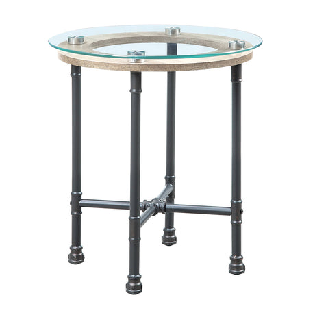 Brantley Clear Glass/Sandy Gray End Table - Ornate Home