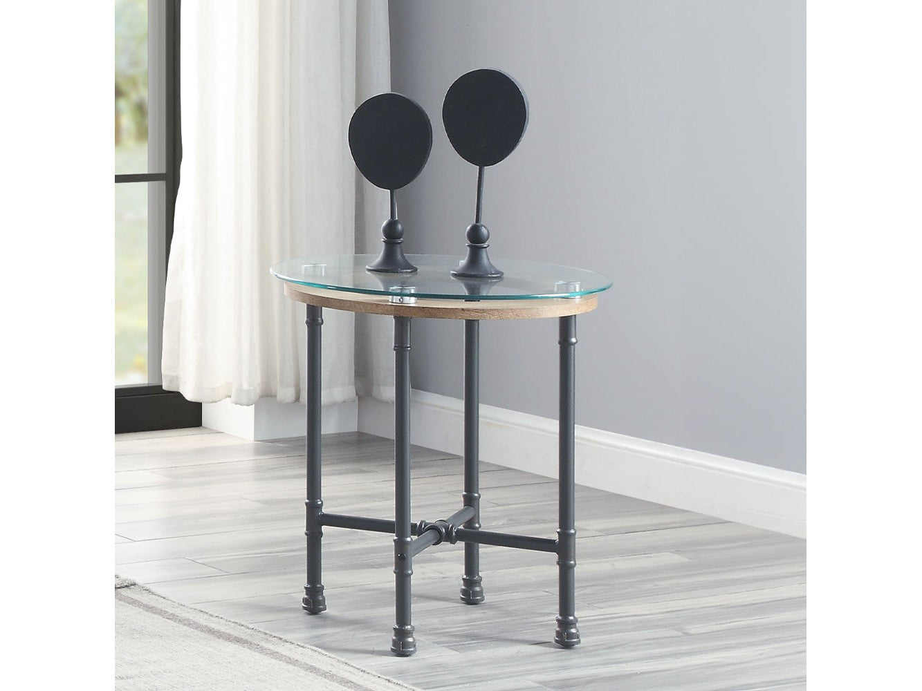 Brantley Clear Glass/Sandy Gray End Table - Ornate Home