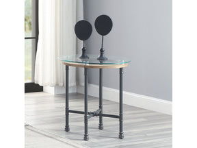 Brantley Clear Glass/Sandy Gray End Table - Ornate Home
