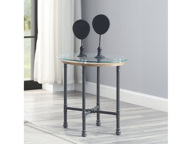 Brantley Clear Glass/Sandy Gray End Table - Ornate Home