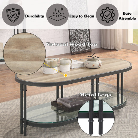 Brantley Oak Oval Coffee Table - Ornate Home