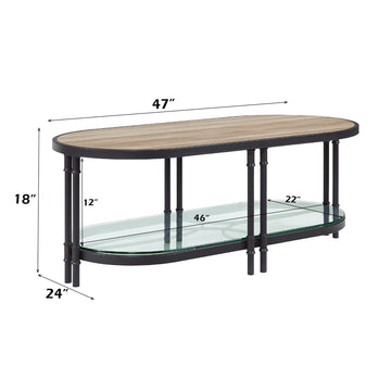 Brantley Oak Oval Coffee Table - Ornate Home