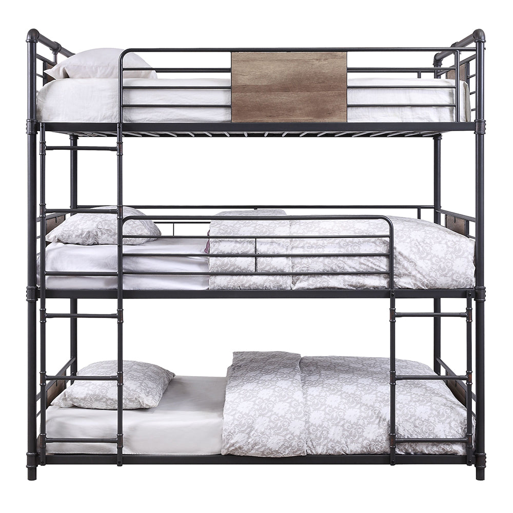 Brantley Sandy Black/Bronze Triple Twin Bunk Bed - Ornate Home