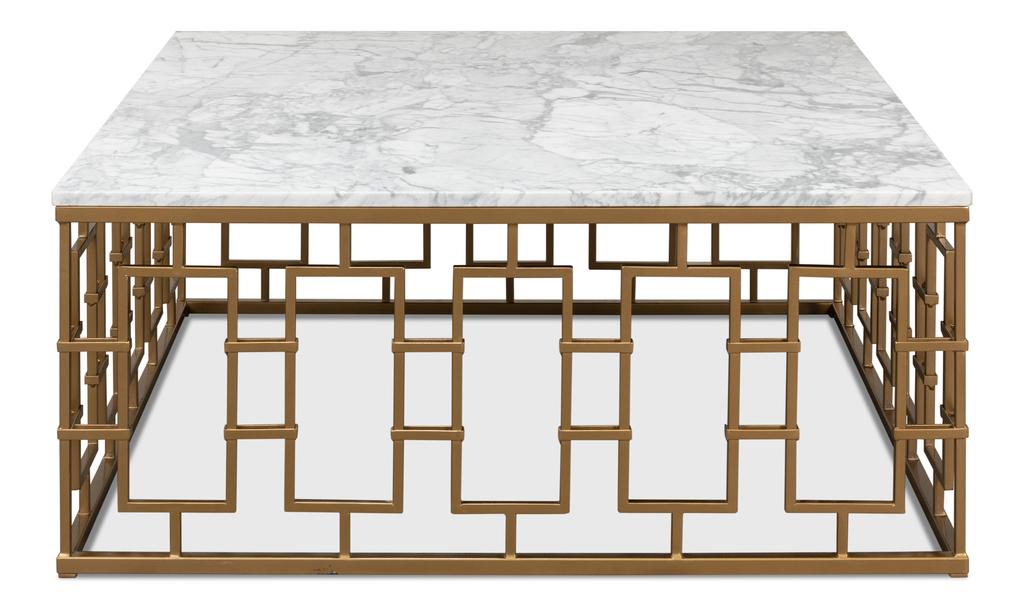 Brass Gate White Cocktail Table - Ornate Home