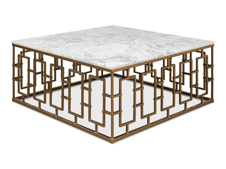 Brass Gate White Cocktail Table - Ornate Home