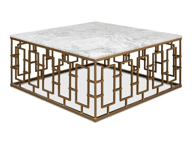 Brass Gate White Cocktail Table - Ornate Home