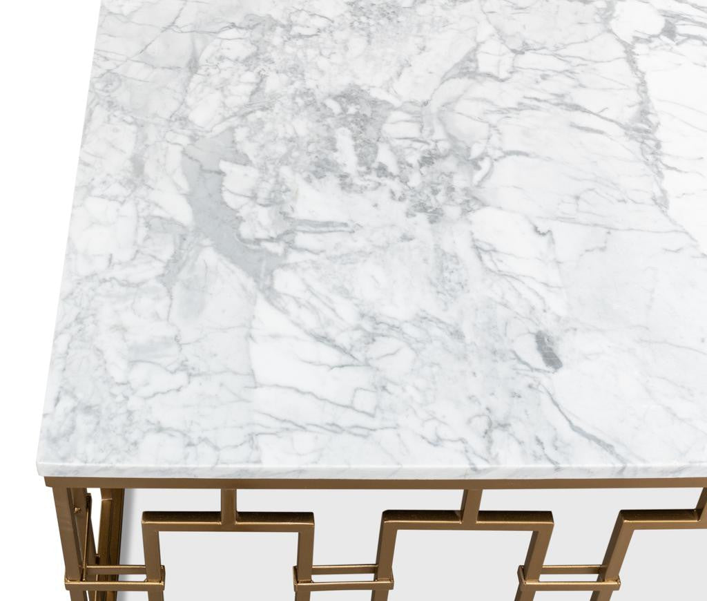 Brass Gate White Cocktail Table - Ornate Home