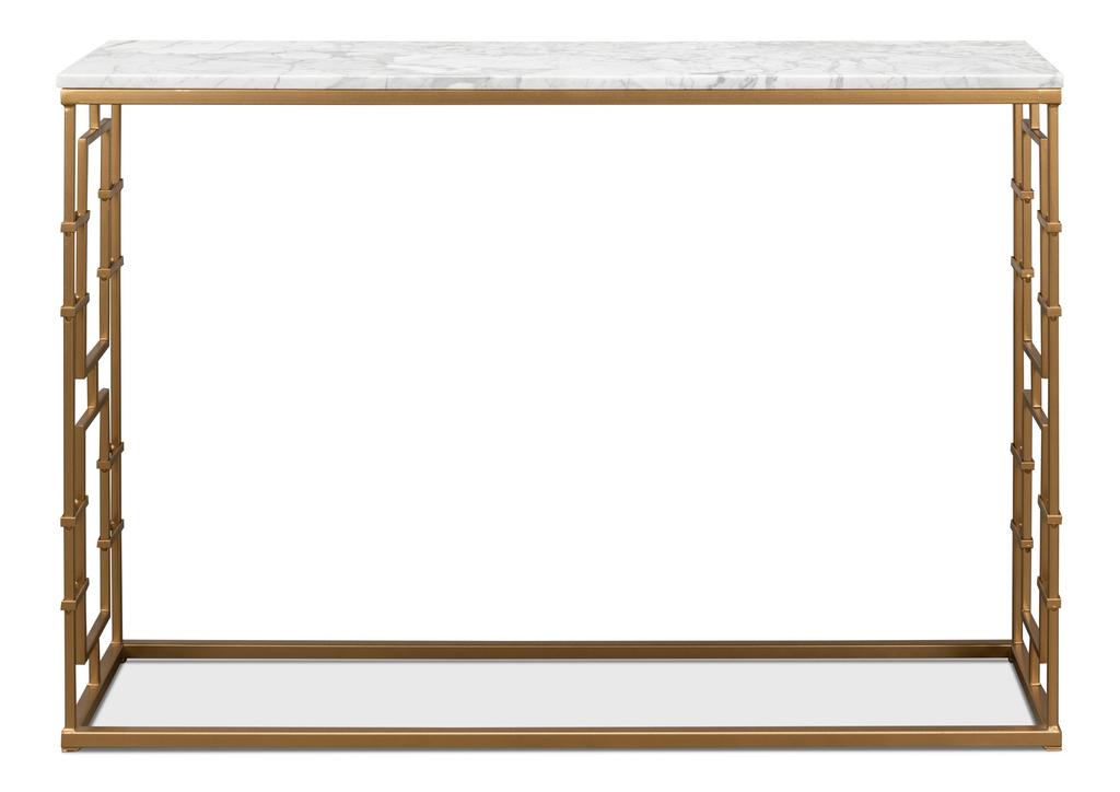 Brass Gate White Console Table - Ornate Home