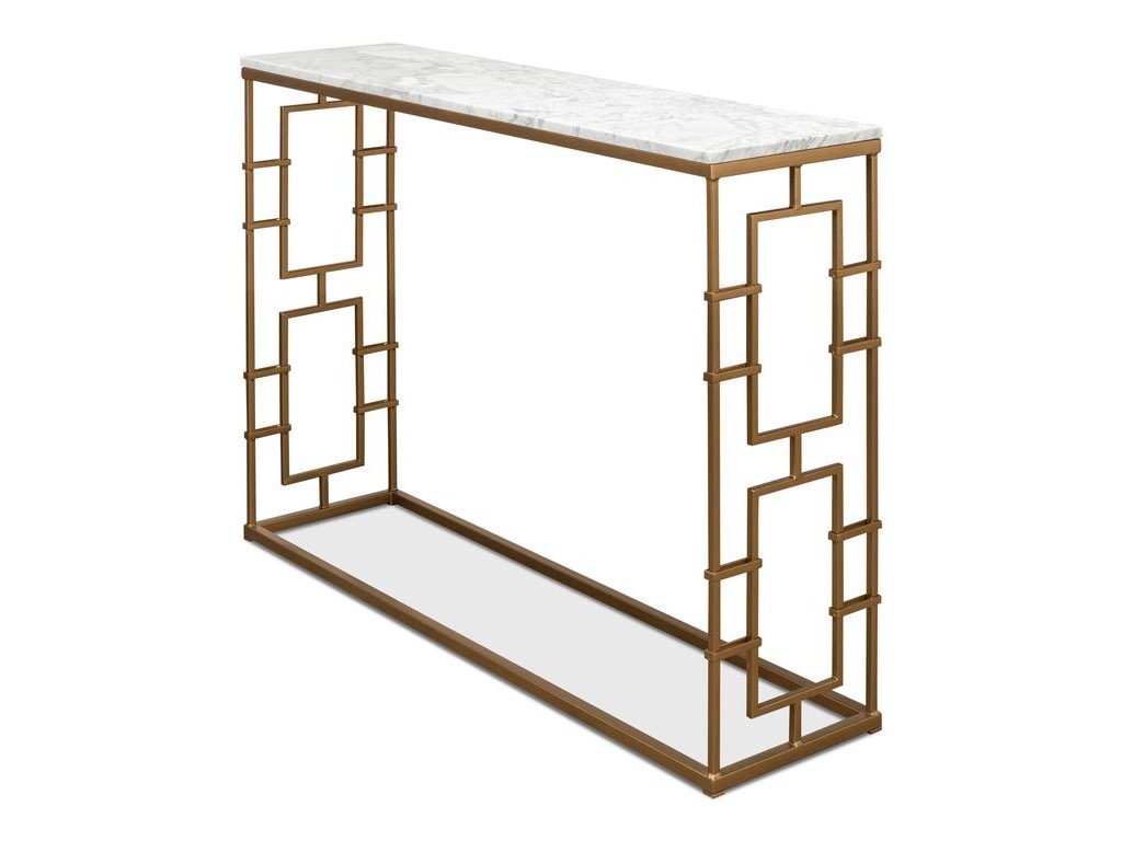 Brass Gate White Console Table - Ornate Home