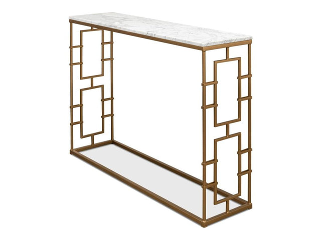 Brass Gate White Console Table - Ornate Home
