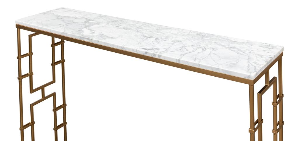Brass Gate White Console Table - Ornate Home