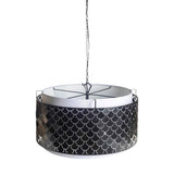 Brasseur Charcoal/Black Metal Fish Scale Three Bulb Chandelier - Ornate Home
