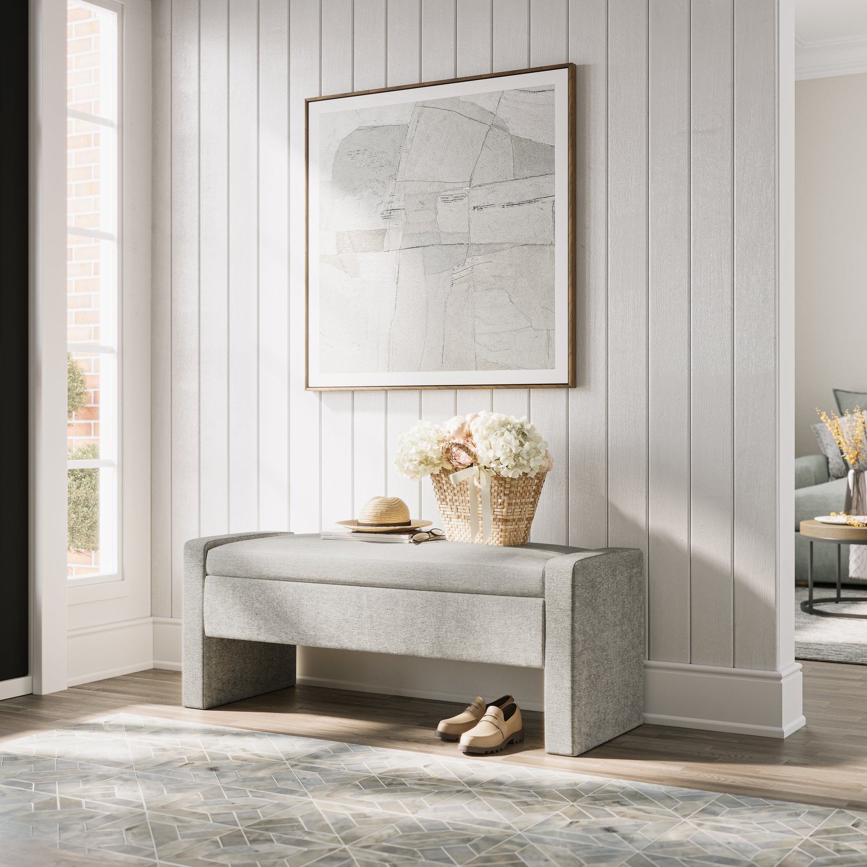 Braun Grey Storage Bench - Ornate Home