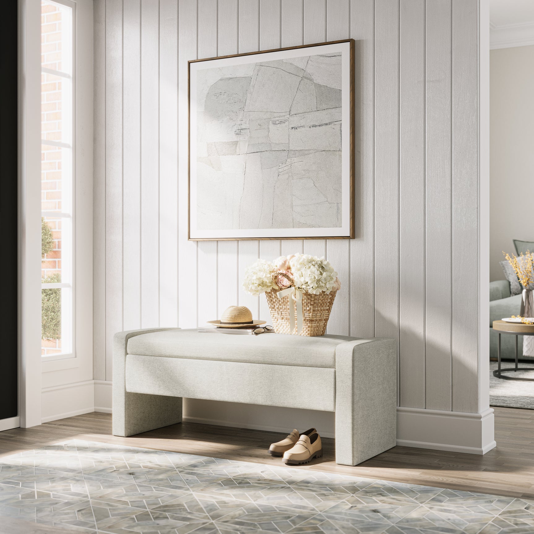 Braun Natural Storage Bench - Ornate Home