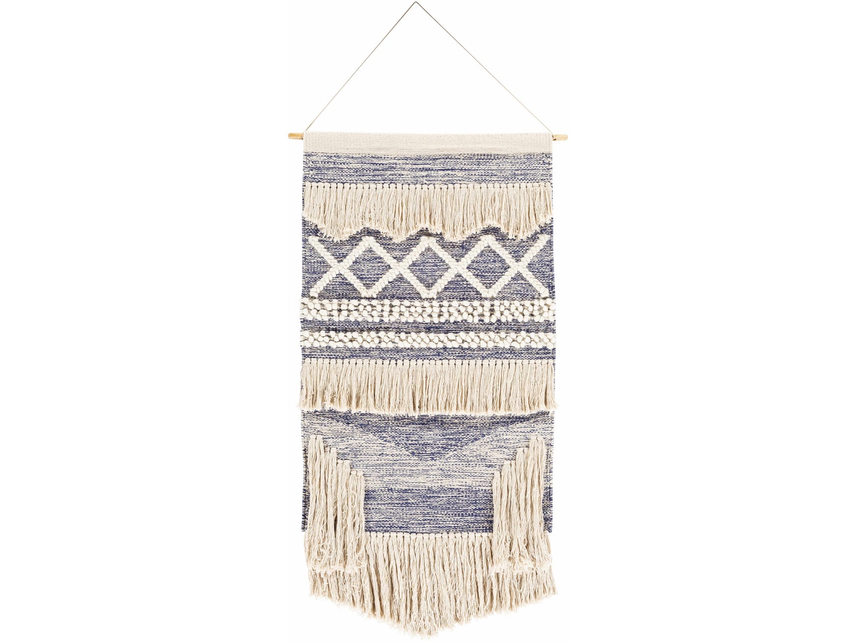 Braunston Boho Navy & Beige Textured Wall Hanging - Ornate Home