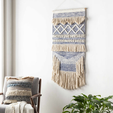 Braunston Boho Navy & Beige Textured Wall Hanging - Ornate Home