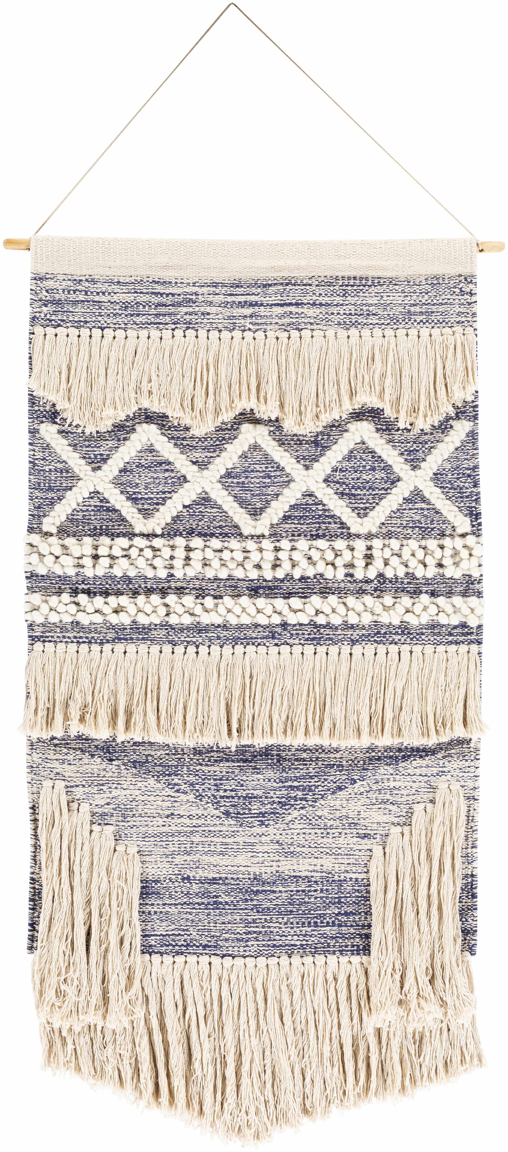 Braunston Boho Navy & Beige Textured Wall Hanging - Ornate Home