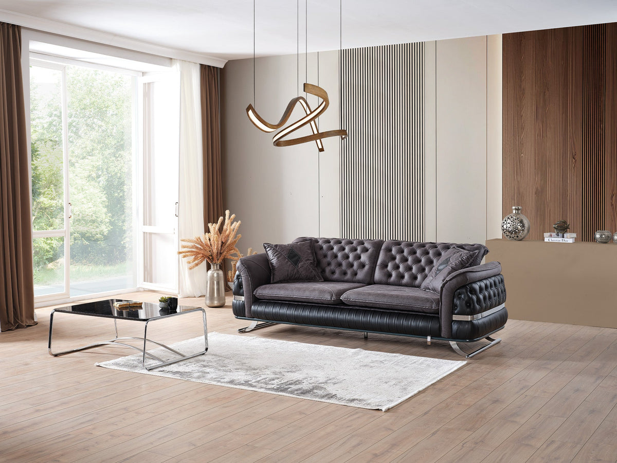 Bravo Black 3-pieces (Sofa & Loveseat & Chair) Living Room Set - Ornate Home