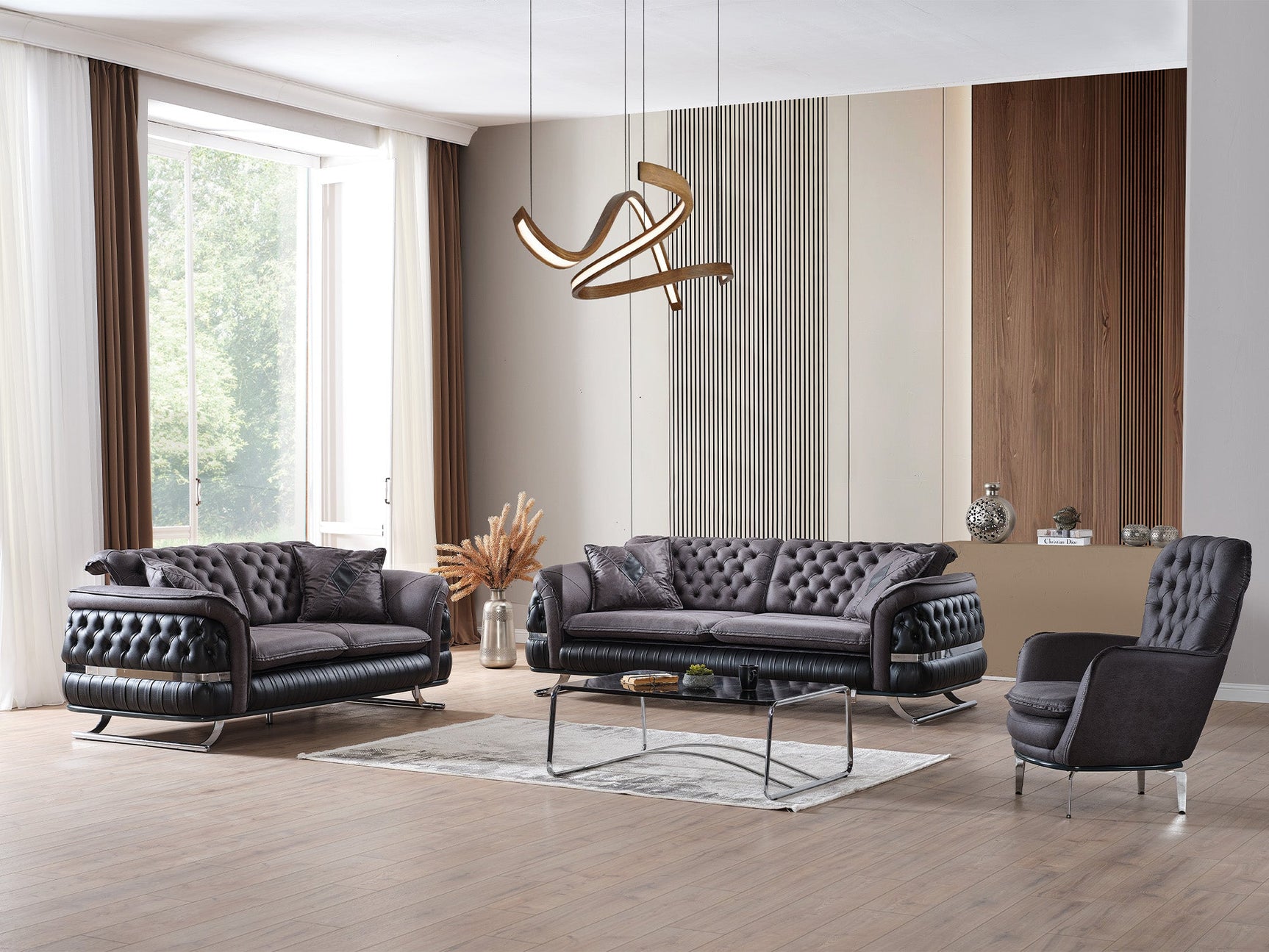 Bravo Black 3-pieces (Sofa & Loveseat & Chair) Living Room Set