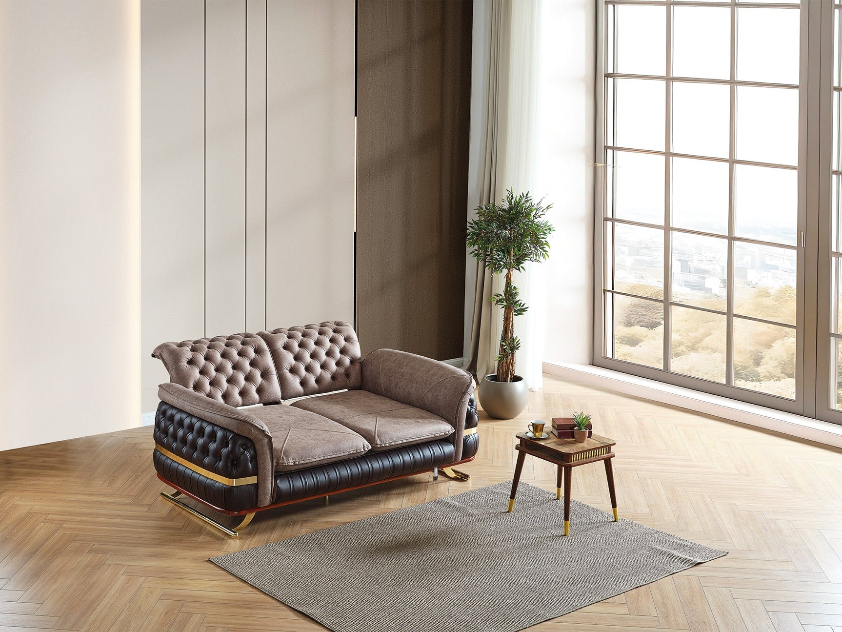 Bravo Brown Convertible Loveseat