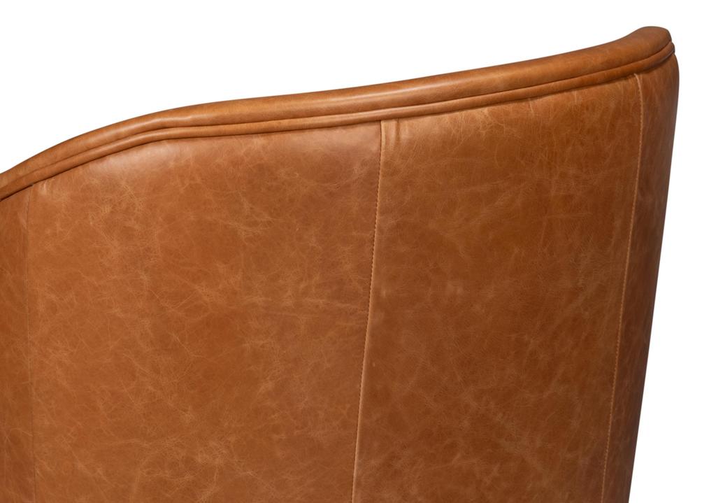 Braxton Brown Leather Swivel Chair - Ornate Home
