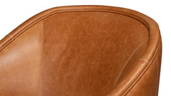 Braxton Brown Leather Swivel Chair - Ornate Home