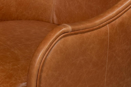 Braxton Brown Leather Swivel Chair - Ornate Home