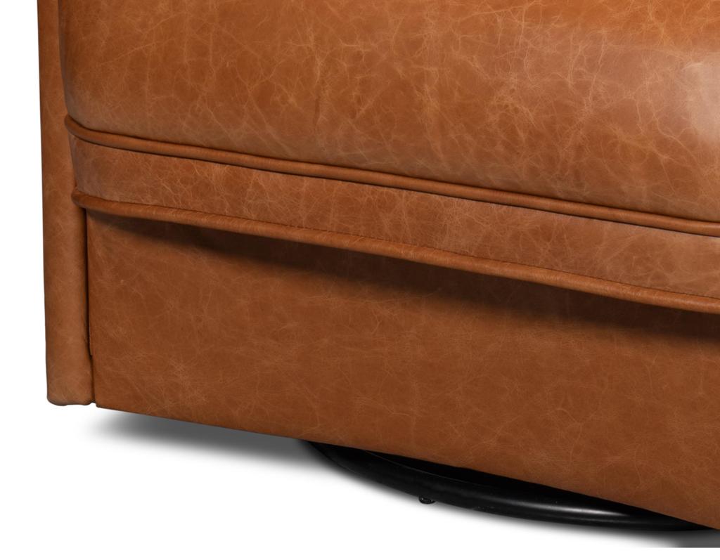 Braxton Brown Leather Swivel Chair - Ornate Home