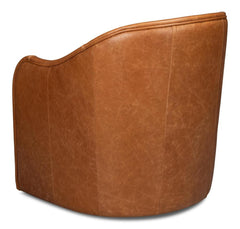 Braxton Brown Leather Swivel Chair - Ornate Home