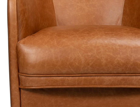 Braxton Brown Leather Swivel Chair - Ornate Home