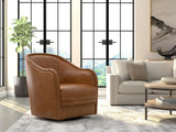 Braxton Brown Leather Swivel Chair - Ornate Home
