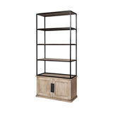 Braxton Light Brown 41.5"W Wood and Iron Three Shelf Shelving Unit - Ornate Home