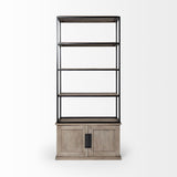 Braxton Light Brown 41.5"W Wood and Iron Three Shelf Shelving Unit - Ornate Home