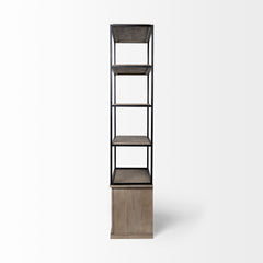 Braxton Light Brown 41.5"W Wood and Iron Three Shelf Shelving Unit - Ornate Home