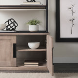 Braxton Light Brown 41.5"W Wood and Iron Three Shelf Shelving Unit - Ornate Home