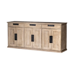 Braxton Natural Brown Solid Wood 3 Drawer 6 Door Sideboard - Ornate Home