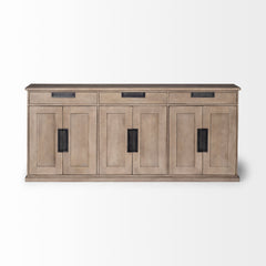 Braxton Natural Brown Solid Wood 3 Drawer 6 Door Sideboard - Ornate Home