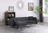 Brayden Dark Gray 86.5"W Woven Fabric Sectional Sofa with Chaise - Ornate Home