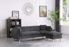 Brayden Dark Gray 86.5"W Woven Fabric Sectional Sofa with Chaise - Ornate Home