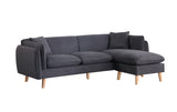 Brayden Dark Gray 86.5"W Woven Fabric Sectional Sofa with Chaise - Ornate Home