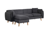 Brayden Dark Gray 86.5"W Woven Fabric Sectional Sofa with Chaise - Ornate Home