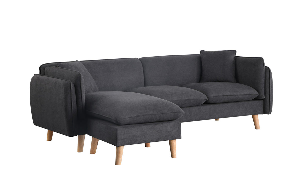 Brayden Dark Gray 86.5"W Woven Fabric Sectional Sofa with Chaise - Ornate Home